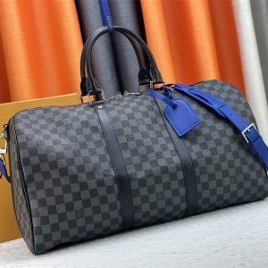 Louis Vuitton Damier Graphite Canvas Keepall Bandouliere 50 In Indigo Blue - Image 2