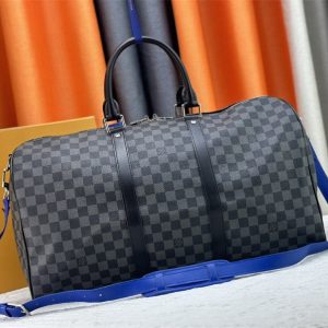 Louis Vuitton Damier Graphite Canvas Keepall Bandouliere 50 In Indigo Blue - Image 3