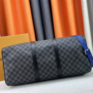 Louis Vuitton Damier Graphite Canvas Keepall Bandouliere 50 In Indigo Blue - Image 5