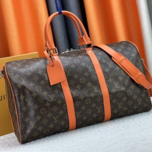 Louis Vuitton Monogram Macassar Canvas Keepall Bandouliere 50 In Tangerine Orange - Image 2