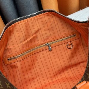 Louis Vuitton Monogram Macassar Canvas Keepall Bandouliere 50 In Tangerine Orange - Image 7