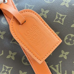 Louis Vuitton Monogram Macassar Canvas Keepall Bandouliere 50 In Tangerine Orange - Image 8