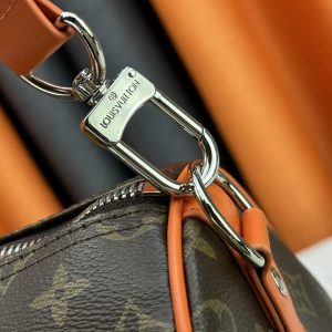 Louis Vuitton Monogram Macassar Canvas Keepall Bandouliere 50 In Tangerine Orange - Image 9