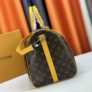Louis Vuitton Monogram Macassar Canvas Keepall Bandouliere 50 In Safran Yellow - Image 3