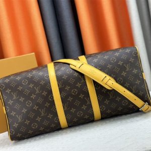 Louis Vuitton Monogram Macassar Canvas Keepall Bandouliere 50 In Safran Yellow - Image 5