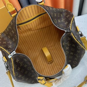 Louis Vuitton Monogram Macassar Canvas Keepall Bandouliere 50 In Safran Yellow - Image 6
