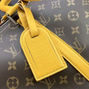 Louis Vuitton Monogram Macassar Canvas Keepall Bandouliere 50 In Safran Yellow - Image 8