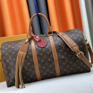Louis Vuitton Monogram Dust Canvas Keepall Bandouliere 50 In Brown