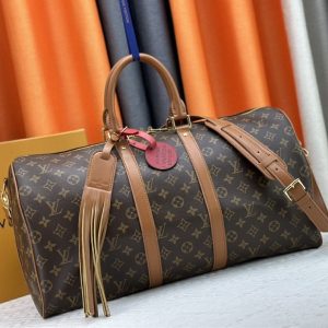 Louis Vuitton Monogram Dust Canvas Keepall Bandouliere 50 In Brown - Image 2
