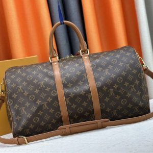 Louis Vuitton Monogram Dust Canvas Keepall Bandouliere 50 In Brown - Image 3