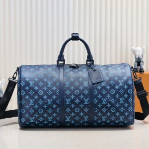 Monogram Shadow Keepall Bandouliere 50 In Navy River Blue