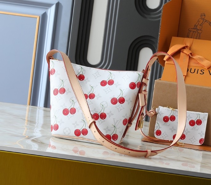 Replica Louis Vuitton X TM Monogram Cherry Canvas All In BB Bag In White - Image 3