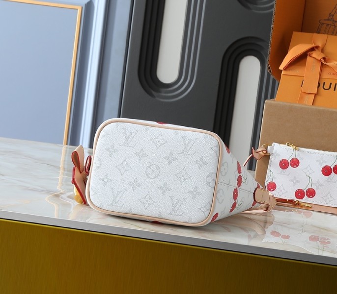 Replica Louis Vuitton X TM Monogram Cherry Canvas All In BB Bag In White - Image 4