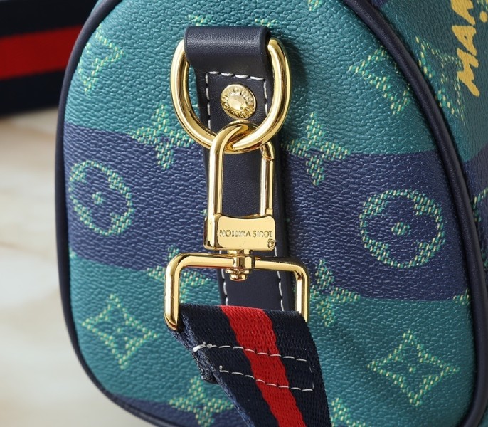 Monogram Heritage Canvas Keepall Bandouliere 25 In Blue Stripes M25786 - Image 8