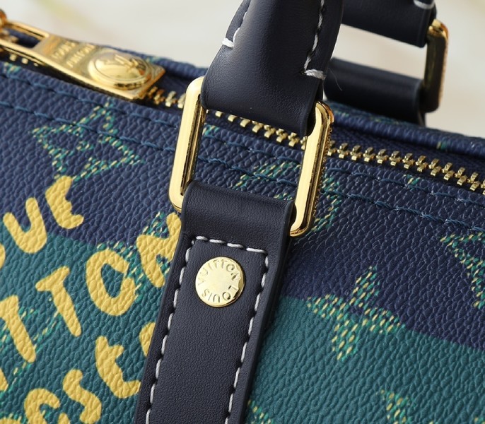 Monogram Heritage Canvas Keepall Bandouliere 25 In Blue Stripes M25786 - Image 9