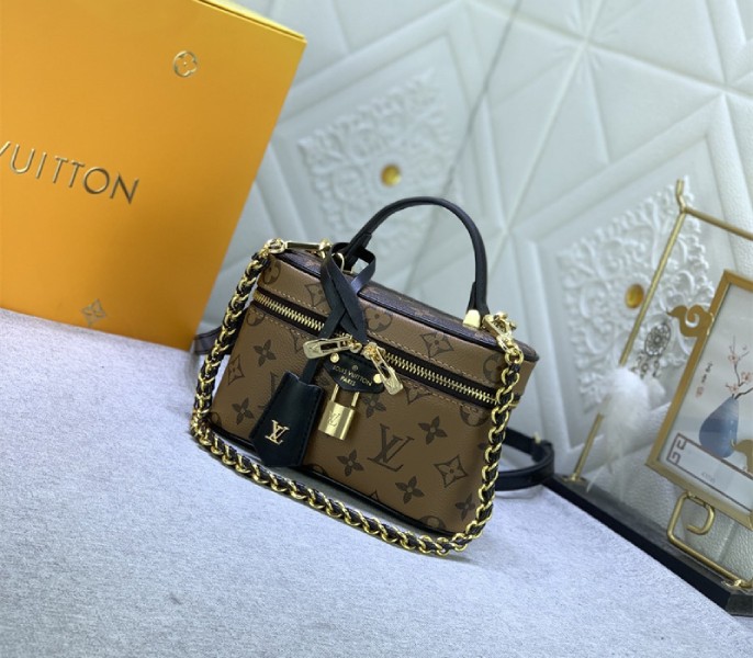 Monogram Reverse Canvas Vanity Chain Pouch In Black - Image 2