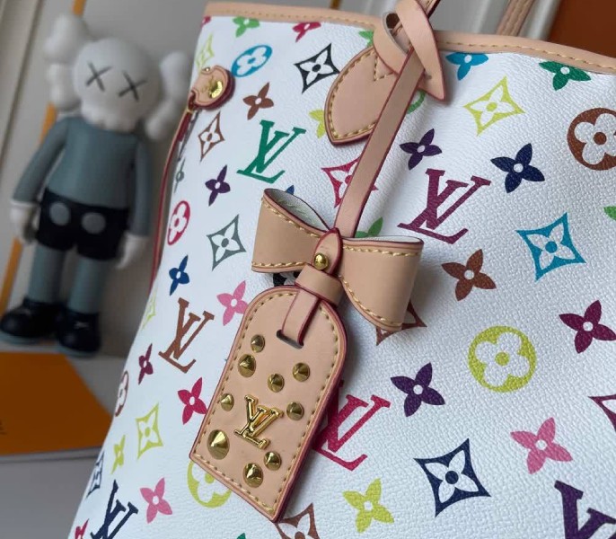 X TM Multicolored Neverfull MM Tote In White M27787 - Image 6