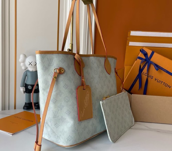 Louis Vuitton Monogram Origine Neverfull MM In Bleu Courrier - Image 2