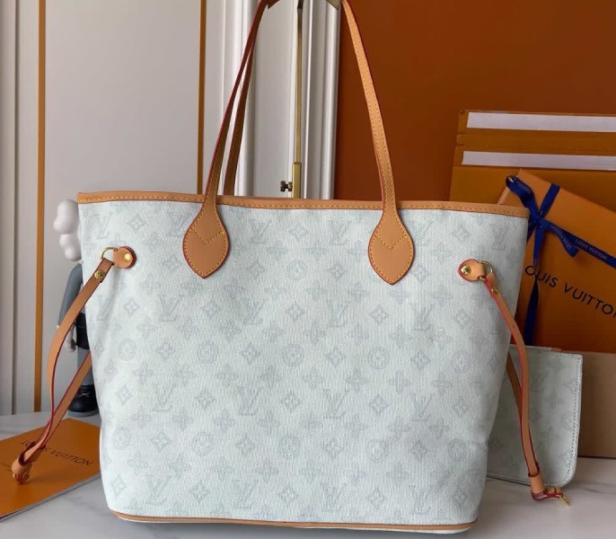 Louis Vuitton Monogram Origine Neverfull MM In Bleu Courrier - Image 4