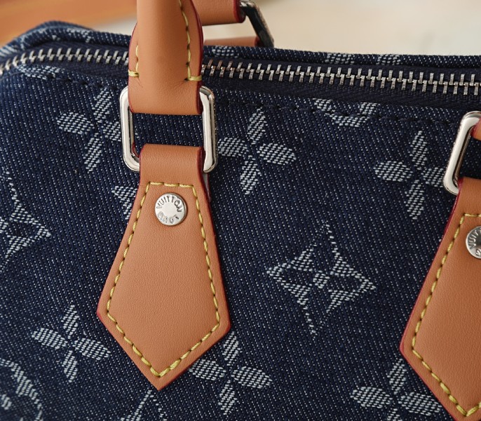 Monogram Flowers Denim Speedy 18 Bandouliere In Blue - Image 7