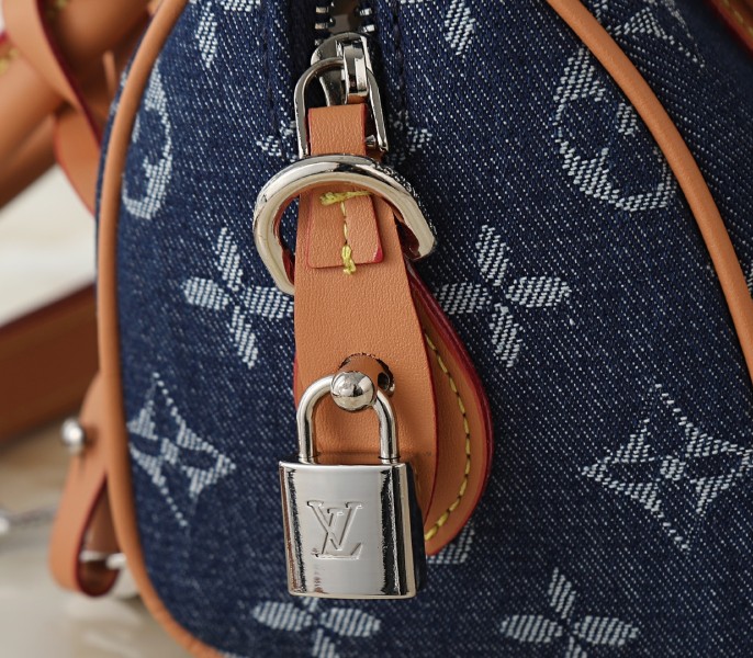Monogram Flowers Denim Speedy 18 Bandouliere In Blue - Image 8