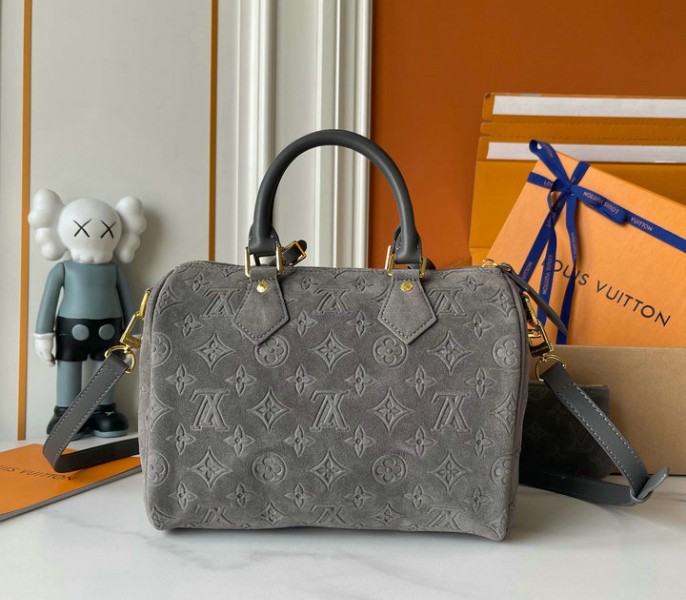 Suede Speedy P9 Bandouliere 25 In Gray - Image 2