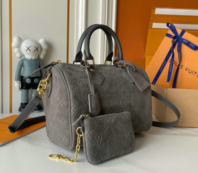Suede Speedy P9 Bandouliere 25 In Gray - Image 3