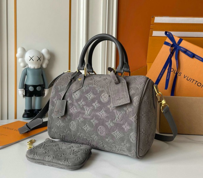 Suede Speedy P9 Bandouliere 25 In Gray - Image 4