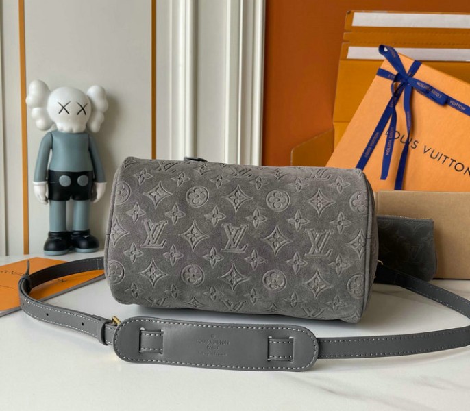 Suede Speedy P9 Bandouliere 25 In Gray - Image 5