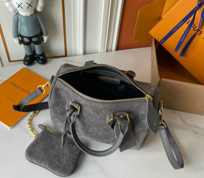 Suede Speedy P9 Bandouliere 25 In Gray - Image 6