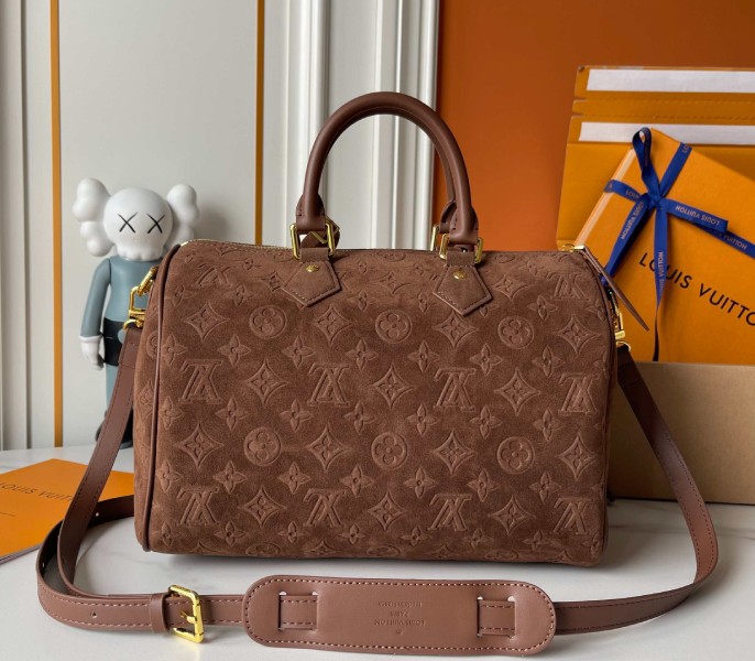Suede Speedy P9 Bandouliere 30 In Dark Brown - Image 2