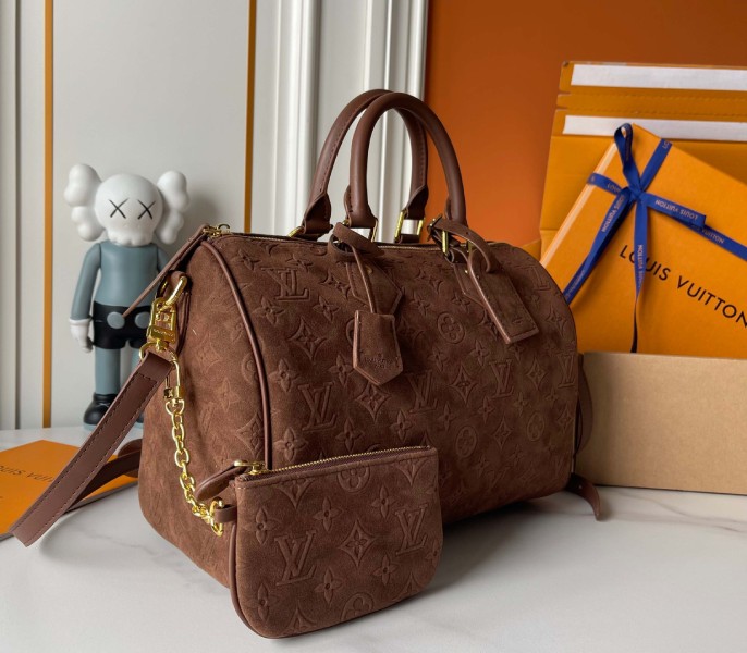 Suede Speedy P9 Bandouliere 30 In Dark Brown - Image 3