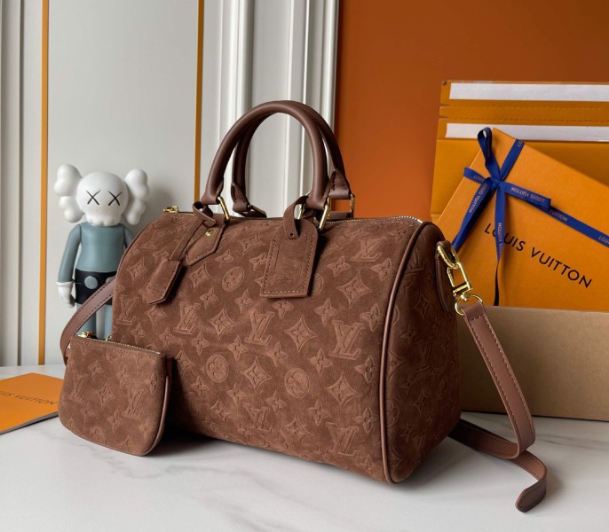 Suede Speedy P9 Bandouliere 30 In Dark Brown - Image 5