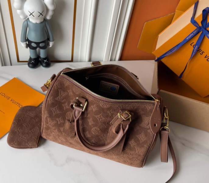 Suede Speedy P9 Bandouliere 30 In Dark Brown - Image 4