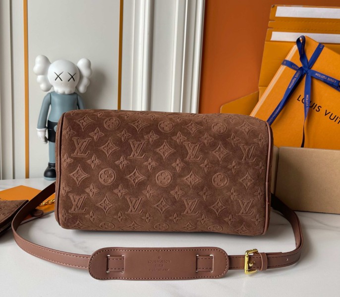 Suede Speedy P9 Bandouliere 30 In Dark Brown - Image 7