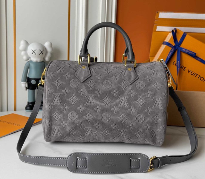 Suede Speedy P9 Bandouliere 30 In Gray - Image 2