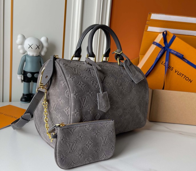 Suede Speedy P9 Bandouliere 30 In Gray - Image 3