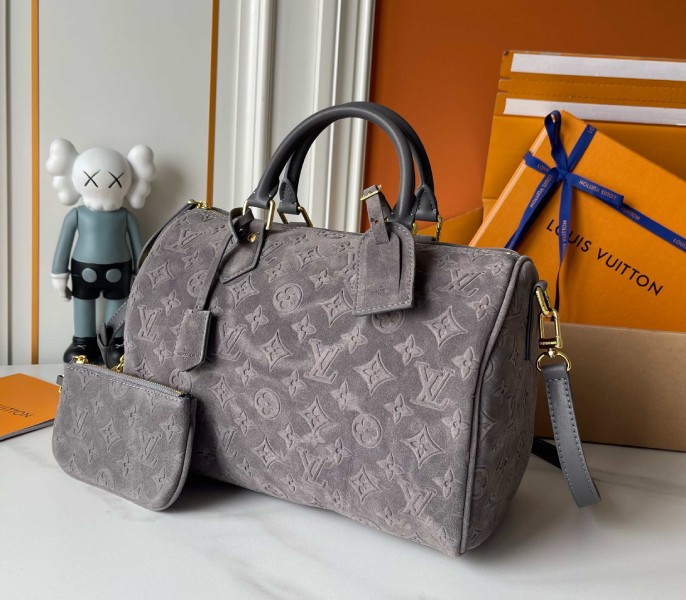 Suede Speedy P9 Bandouliere 30 In Gray - Image 4