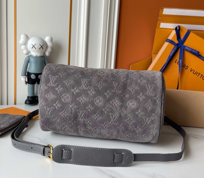 Suede Speedy P9 Bandouliere 30 In Gray - Image 5