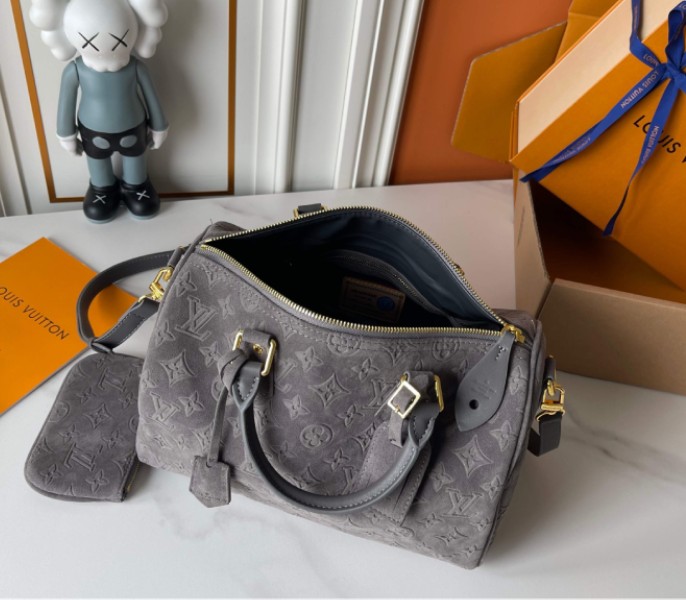 Suede Speedy P9 Bandouliere 30 In Gray - Image 6