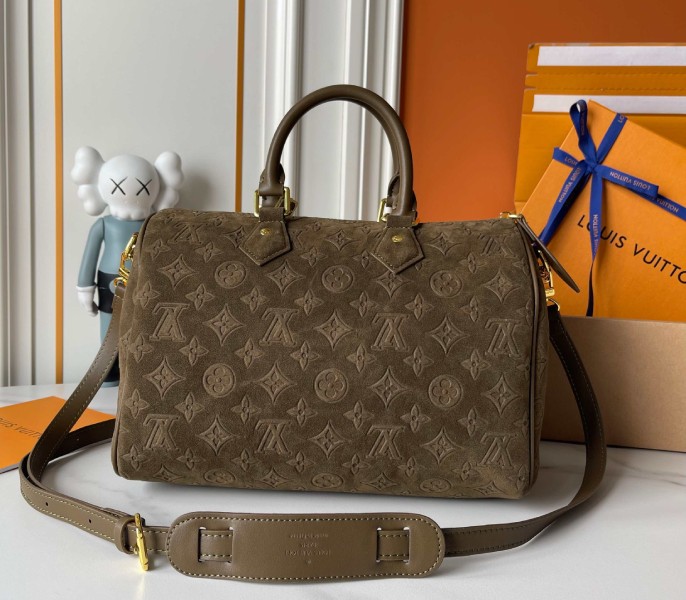 Suede Speedy P9 Bandouliere 30 In Khaki - Image 2