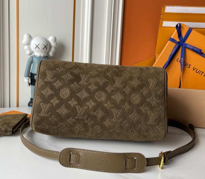 Suede Speedy P9 Bandouliere 30 In Khaki - Image 5