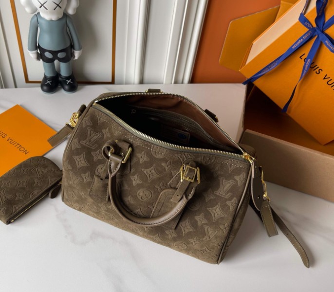 Suede Speedy P9 Bandouliere 30 In Khaki - Image 6