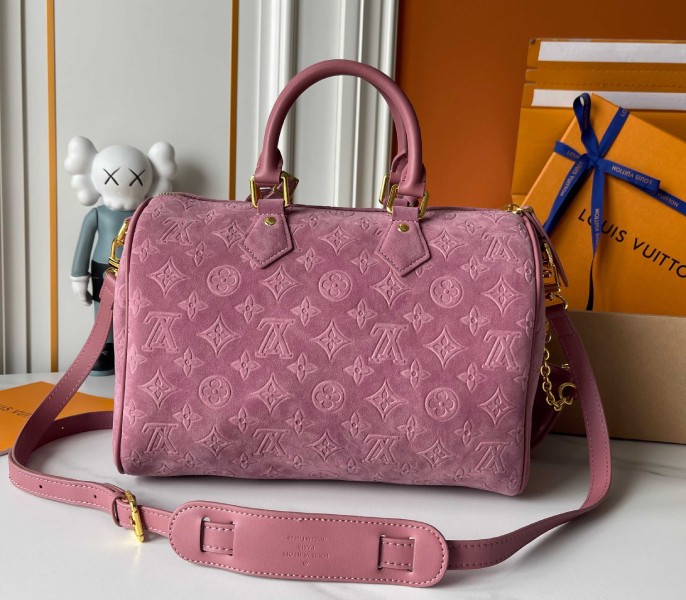 Suede Speedy P9 Bandouliere 30 In Pink - Image 2