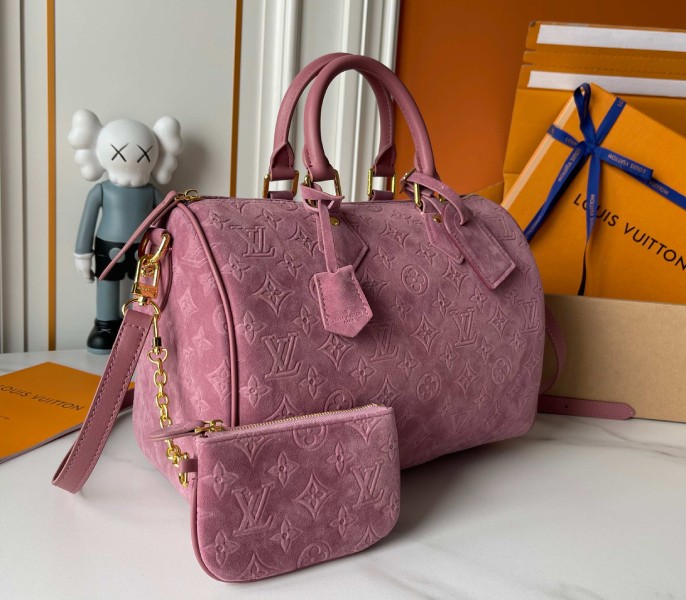 Suede Speedy P9 Bandouliere 30 In Pink - Image 3