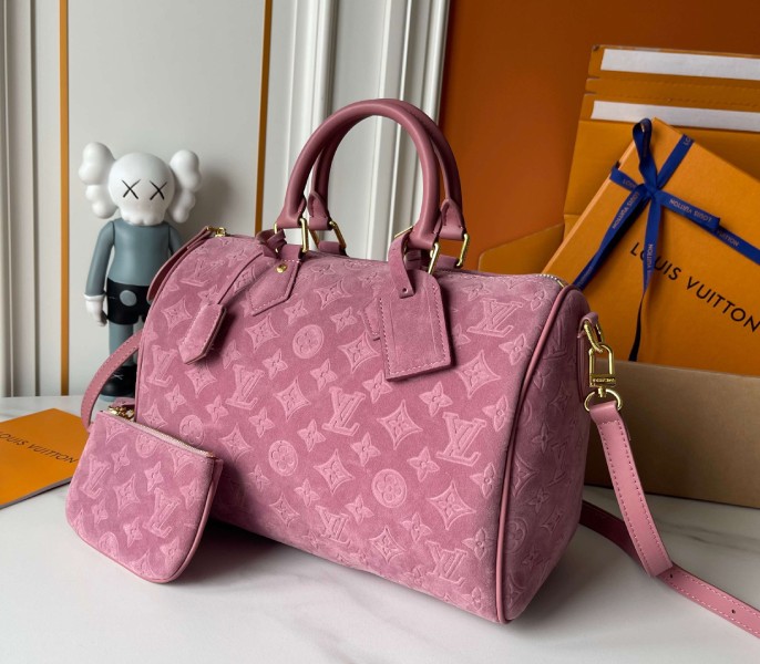 Suede Speedy P9 Bandouliere 30 In Pink - Image 4
