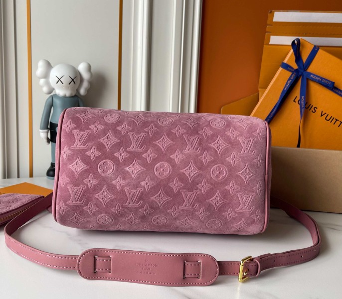 Suede Speedy P9 Bandouliere 30 In Pink - Image 5