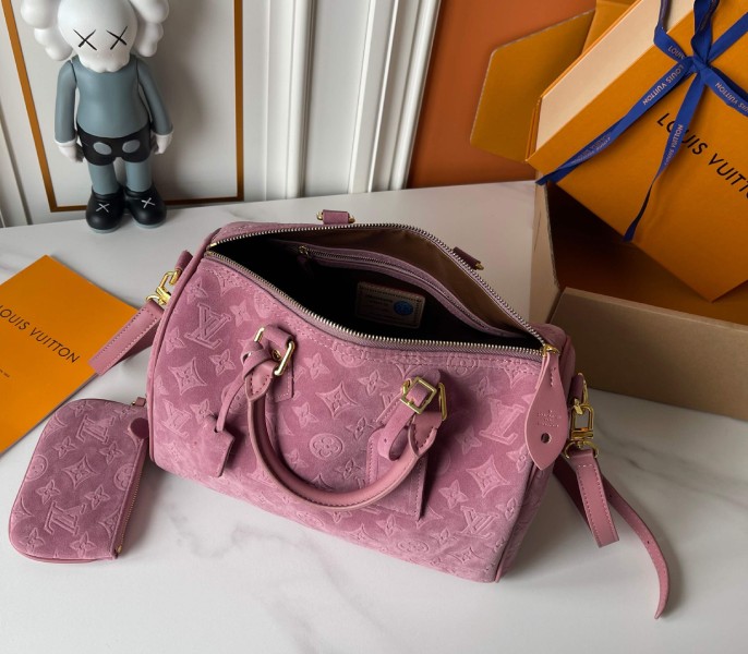 Suede Speedy P9 Bandouliere 30 In Pink - Image 6