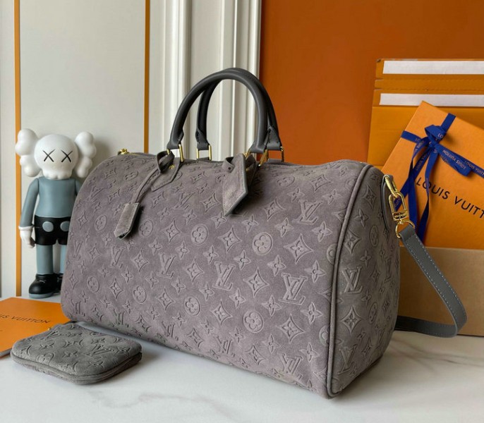 Suede Speedy P9 Bandouliere 40 In Gray - Image 3
