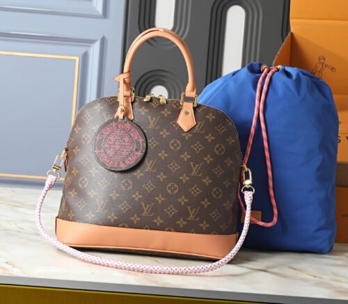 Paris A Velo Louis Vuitton Monogram Canvas LV Alma MM Soft In Blue High Quality 1:1 Replica